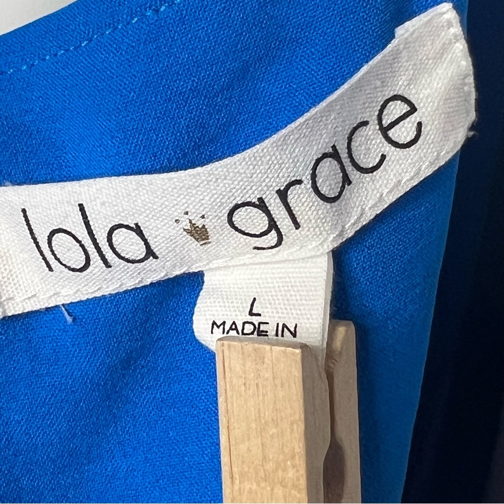 Lola Grace Blue Wrap Mini Dress Sleeveless Adjustable Spaghetti Strap Size L - Picture 6 of 7